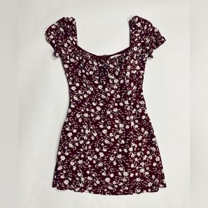 Brown Cream Floral Mini Dress